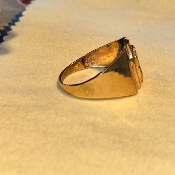 14K Yellow Gold Crucifix Ring with Diamond Accents, Size 13/13.5 - Picture 8 of 16